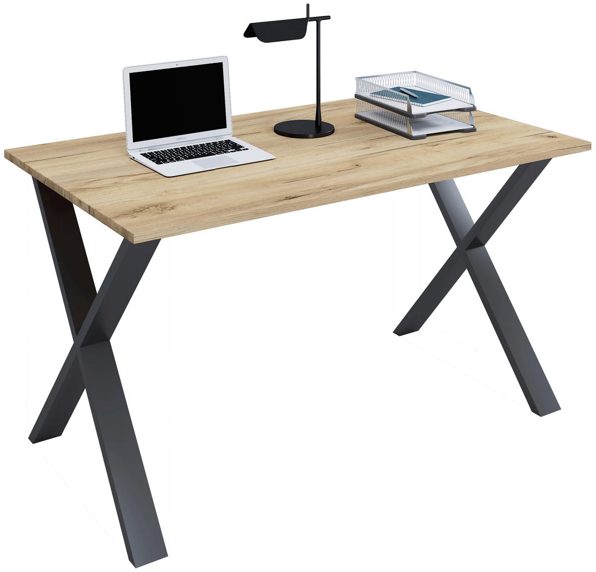 SKRIVBORD  i svart, honungsek  - honungsek/svart, Design, metall/trämaterial (140/76/80cm) - MID.YOU