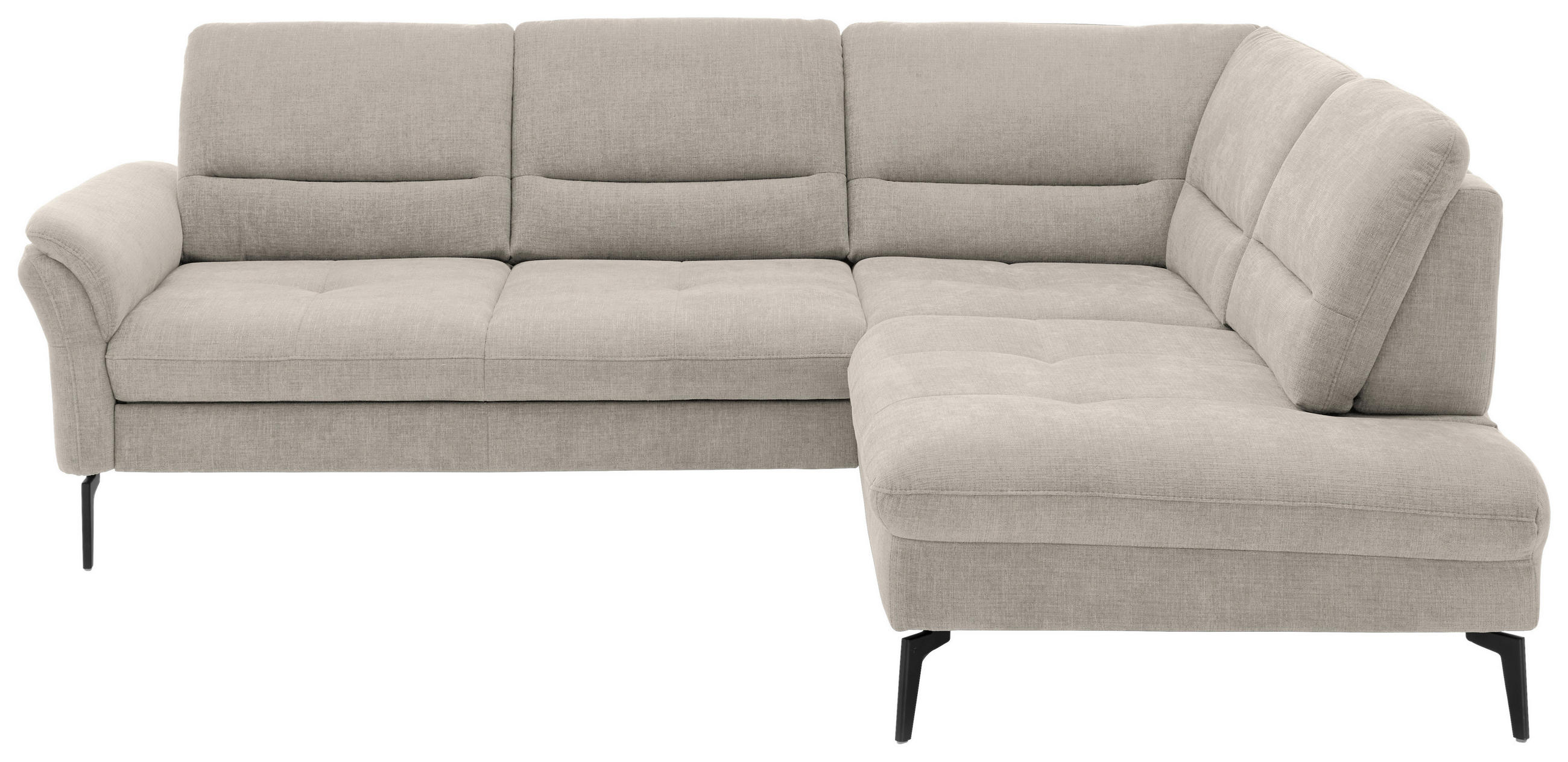 ECKSOFA in Webstoff Beige  - Beige/Schwarz, Design, Textil/Metall (256/206cm) - Beldomo System
