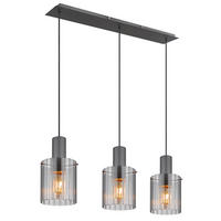 ZÁVĚSNÉ SVÍTIDLO, 98/18/120 cm  - tmavě šedá, Design, kov/sklo (98/18/120cm) - Novel