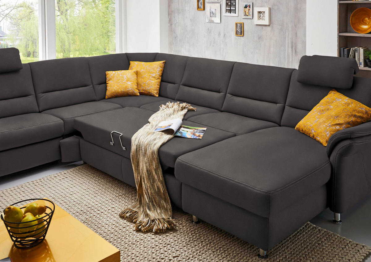 WOHNLANDSCHAFT in Mikrofaser Grau  - Alufarben/Grau, KONVENTIONELL, Textil/Metall (262/335/173cm) - Beldomo System