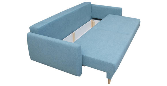 SCHLAFSOFA Webstoff Blau  - Blau/Buchefarben, KONVENTIONELL, Holz/Textil (220/90/95cm) - Carryhome