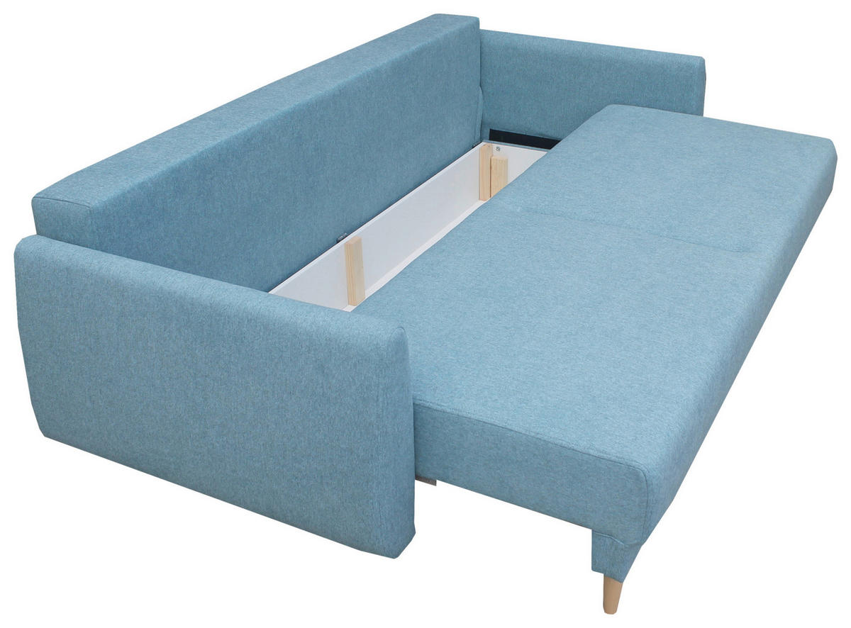 SCHLAFSOFA Webstoff Blau  - Blau/Buchefarben, KONVENTIONELL, Holz/Textil (220/90/95cm) - Carryhome
