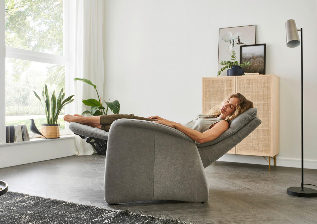 FERNSEHSESSEL in Chenille Grau  - Grau, Konventionell, Textil (79/114/87cm) - Valdera