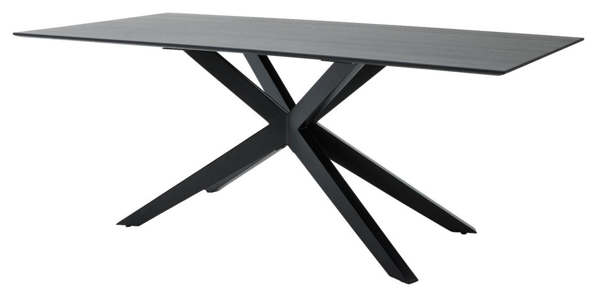 ESSTISCH Eiche massiv rechteckig Schwarz  - Schwarz, Design, Holz/Metall (200/100/76cm) - Musterring