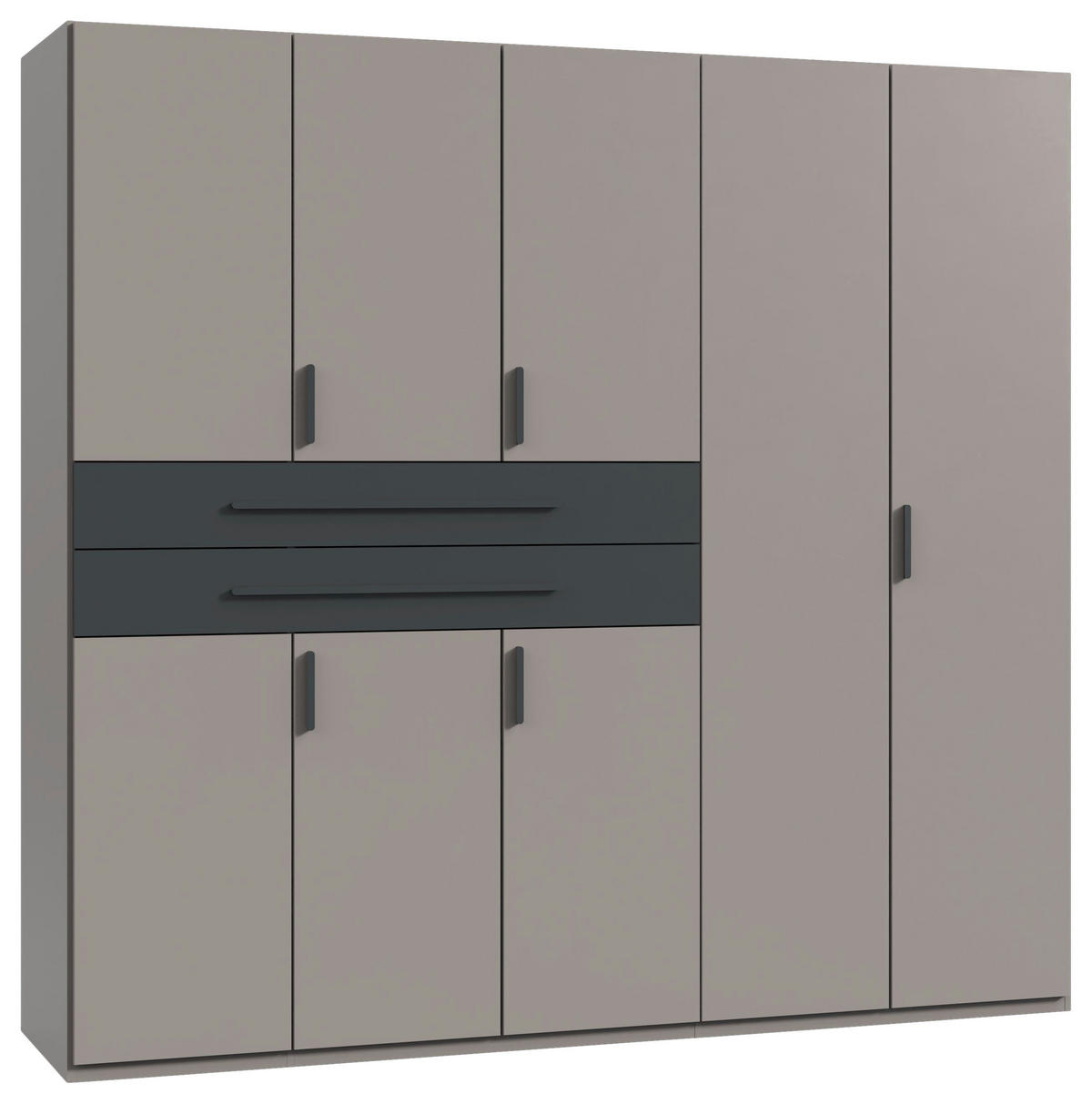 OMARA ZA OBLAČILA, barve grafita, siva, sahara  - sahara/siva, Design, leseni material (225/208/65cm) - Carryhome