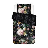 WENDEBETTWÄSCHE FLEUR Satin 155/220 cm  - Schwarz, KONVENTIONELL, Textil (155/220cm) - Essenza