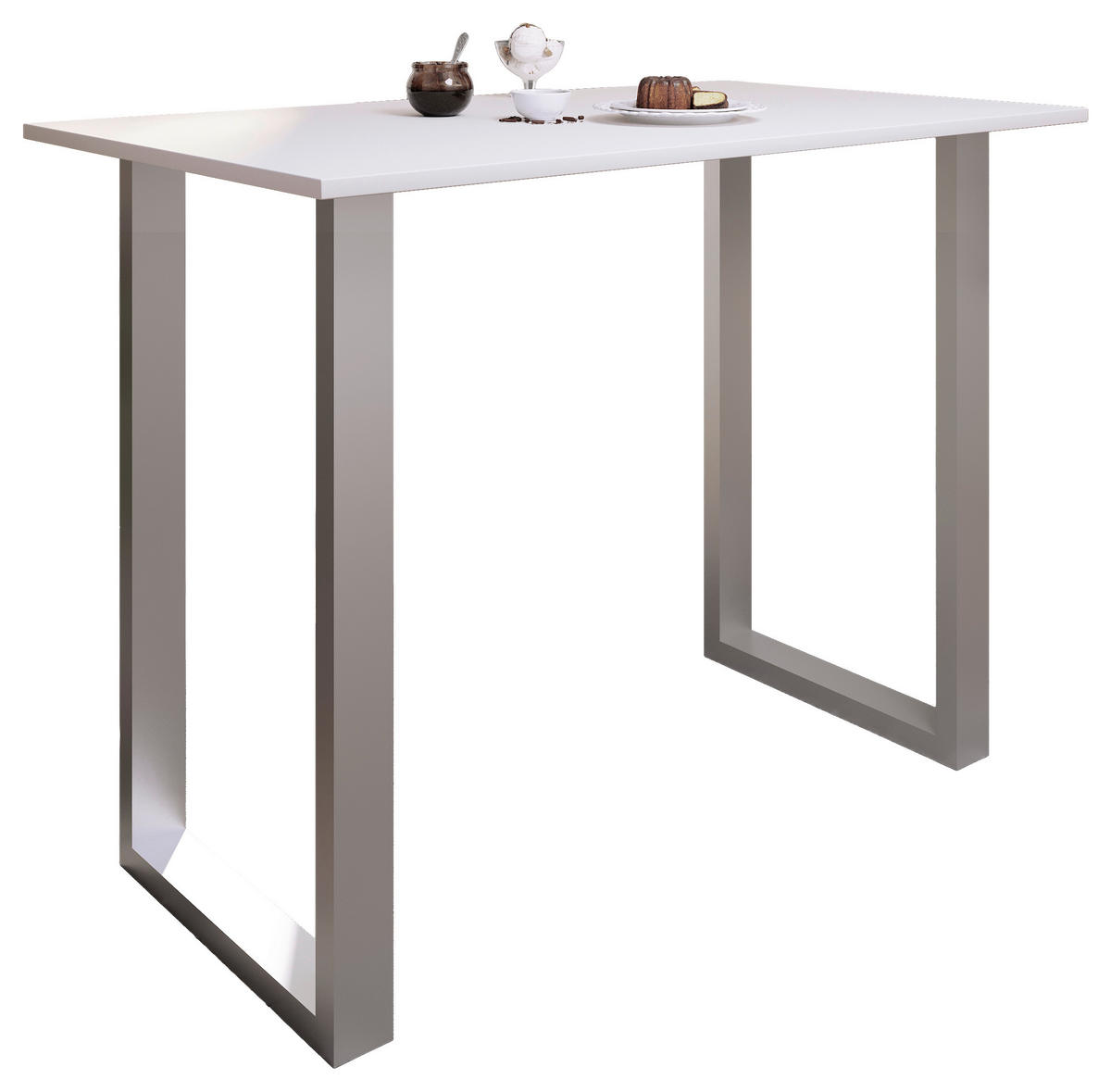 BARBORD i metall, trämaterial  140/102/80 cm  - vit/silver, Klassisk, metall/trämaterial (140/102/80cm)
