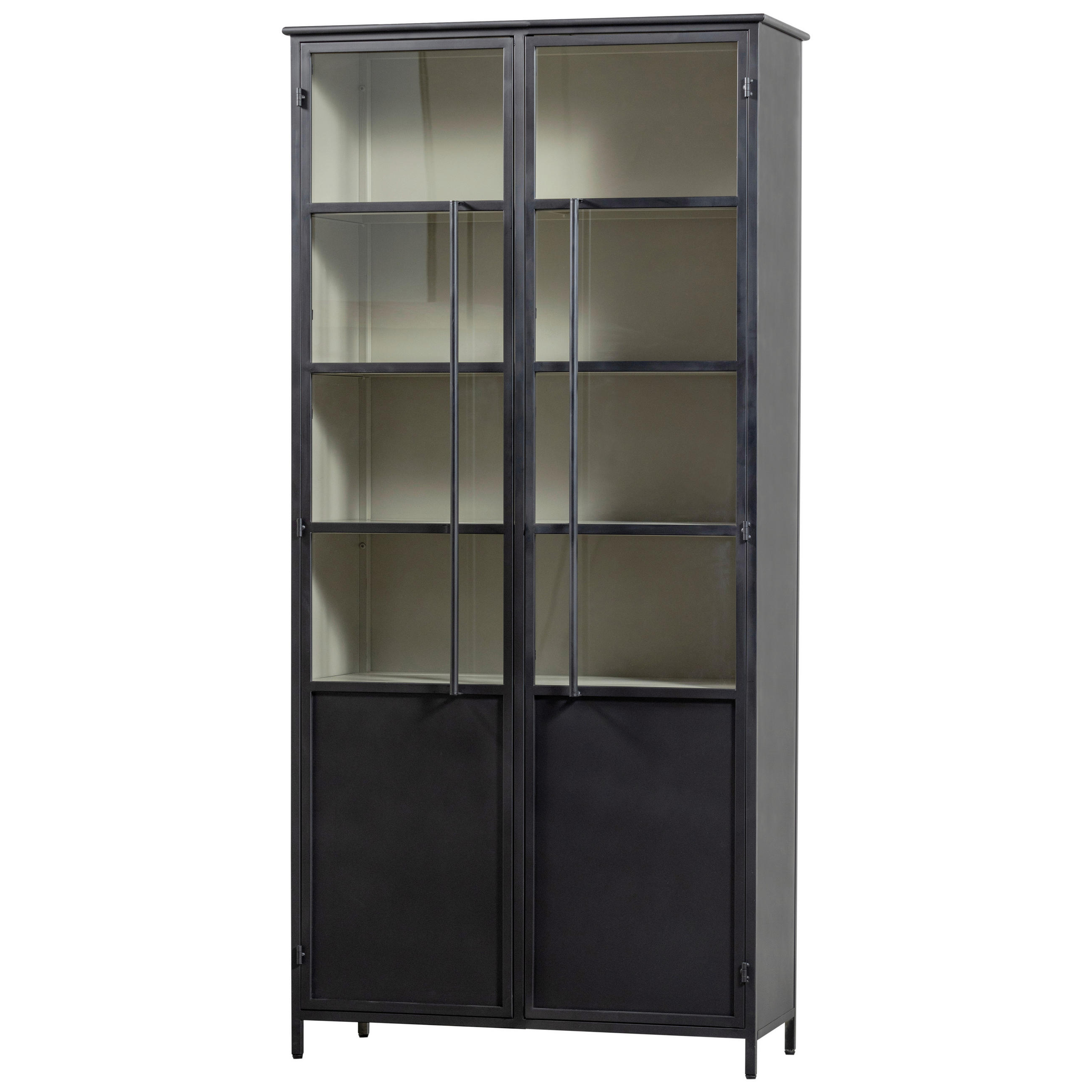VITRINE in Schwarz  - Schwarz, Design, Glas/Metall (96/200/40cm) - Livetastic