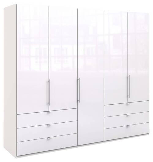 FALTTÜRENSCHRANK 250/216/58 cm 3-türig Weiß  - Chromfarben/Weiß, KONVENTIONELL, Glas/Holzwerkstoff (250/216/58cm) - Venda
