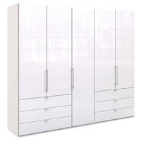 FALTTÜRENSCHRANK in Weiss  - Chromfarben/Weiss, Konventionell, Glas/Holzwerkstoff (250/216/58cm) - Venda