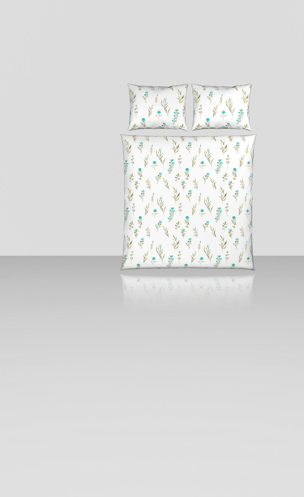 POSTELJINA 200/200 cm  Mavie  - bijela/tirkizna, Konvencionalno, tekstil (200/200cm) - Novel