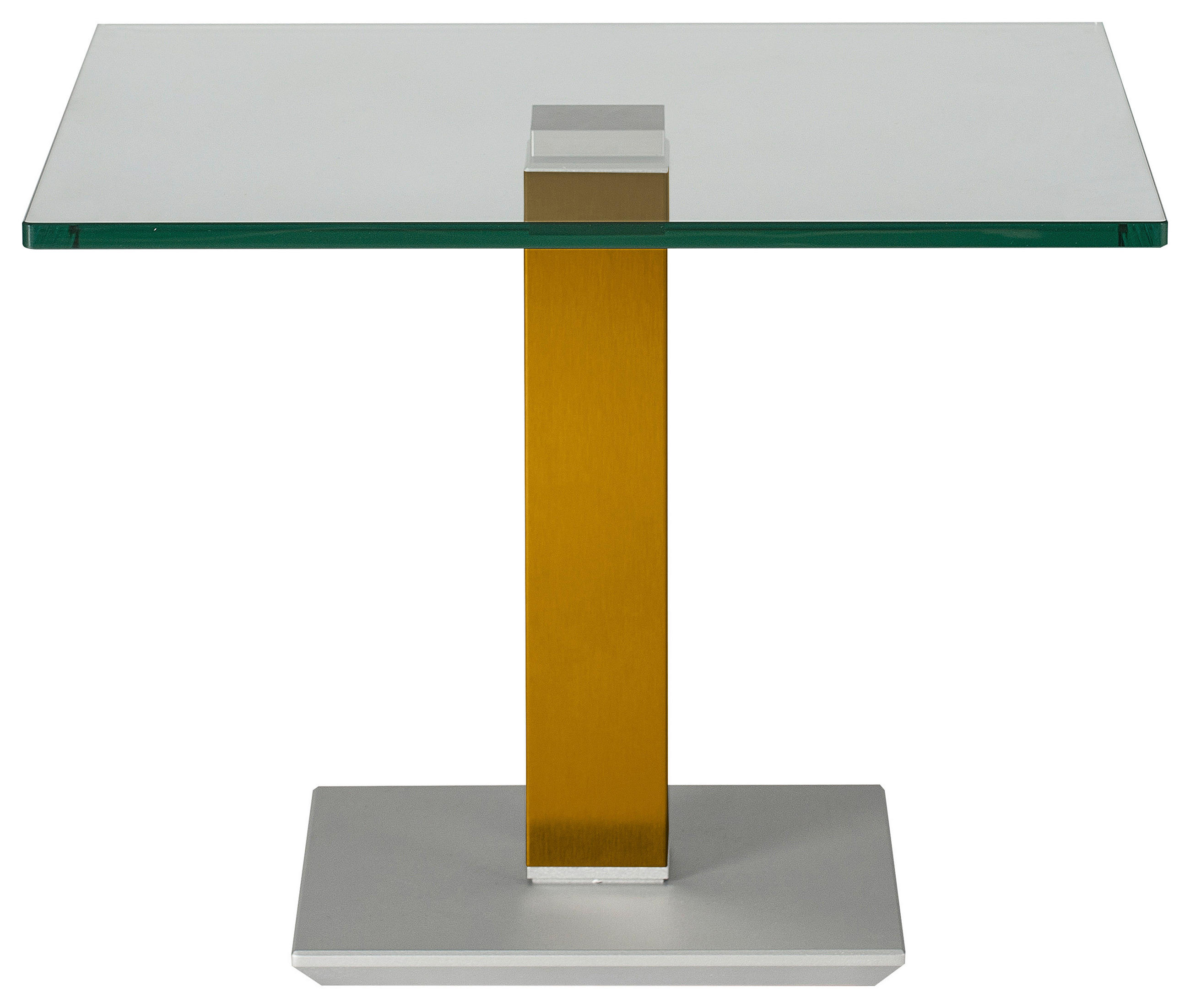 BEISTELLTISCH 60/60/46-65 cm Gelb, Edelstahlfarben quadratisch  - Edelstahlfarben/Gelb, Design, Glas/Kunststoff (60/60/46-65cm)