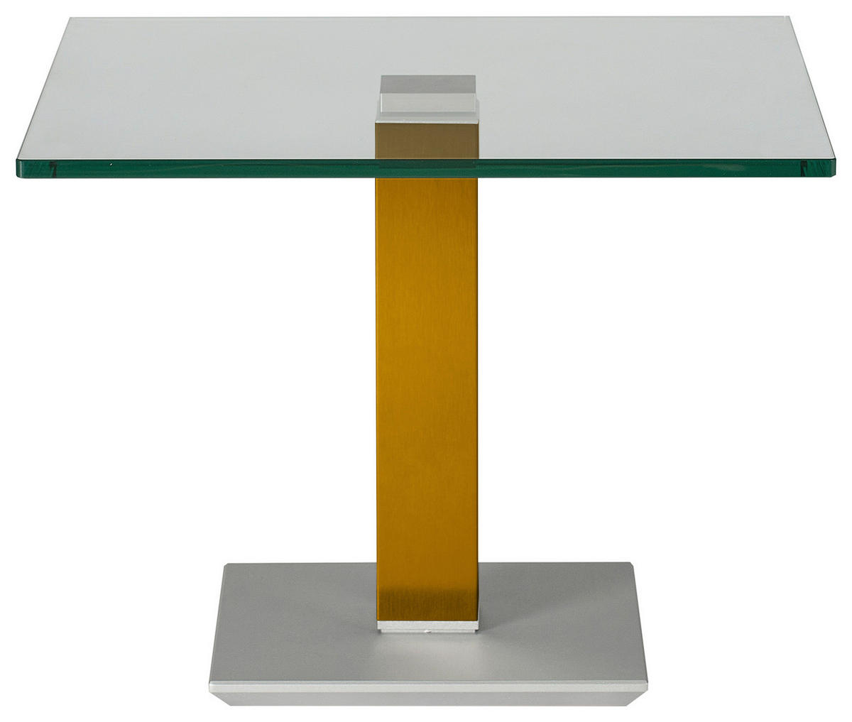 BEISTELLTISCH 60/60/46-65 cm Gelb, Edelstahlfarben quadratisch  - Edelstahlfarben/Gelb, Design, Glas/Kunststoff (60/60/46-65cm)