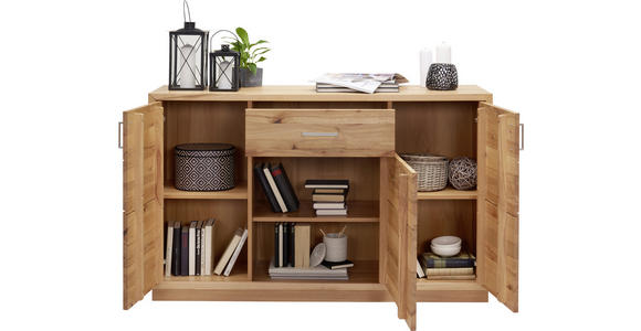 SIDEBOARD 140/88/38 cm - Edelstahlfarben/Buchefarben, KONVENTIONELL, Holz/Metall (140/88/38cm) - Cantus