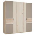 DREHTÜRENSCHRANK 198/214/62 cm,  in Schlammfarben, Buchefarben, 4-türig  - Schlammfarben/Buchefarben, Natur, Glas/Holz (198/214/62cm) - Valnatura