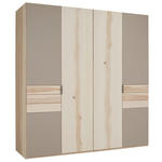 DREHTÜRENSCHRANK 198/214/62 cm,  in Schlammfarben, Buchefarben, 4-türig  - Schlammfarben/Buchefarben, Natur, Glas/Holz (198/214/62cm) - Valnatura