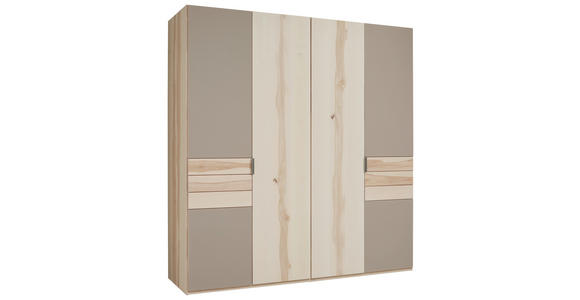 DREHTÜRENSCHRANK 198/214/62 cm,  in Schlammfarben, Buchefarben, 4-türig  - Schlammfarben/Buchefarben, Natur, Glas/Holz (198/214/62cm) - Valnatura