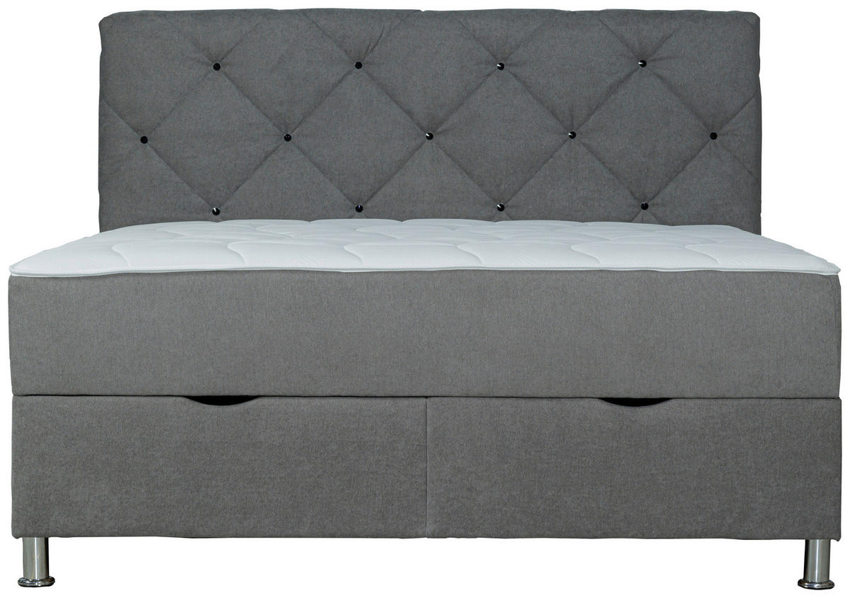 BOXBETT 180/200 cm  in Grau  - Chromfarben/Grau, Design, Kunststoff/Textil (180/200cm) - Boxxx