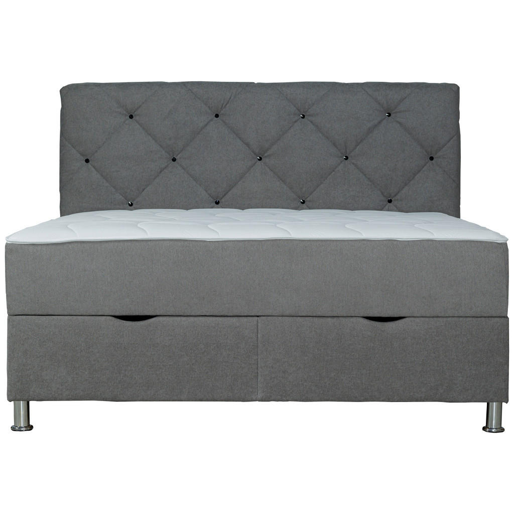 Thumbnail - Boxxx Boxbett, Grau, Textil, H3, Höhe ca. 26 cm, 160x200 cm, Bettkasten, gepolstertes Kopfteil, Stoffauswahl, in verschi...