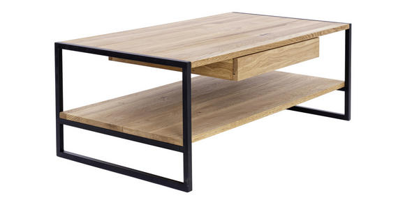 COUCHTISCH Eiche massiv rechteckig Naturfarben 110/60/40 cm  - Schwarz/Naturfarben, MODERN, Holz/Metall (110/60/40cm) - Valnatura