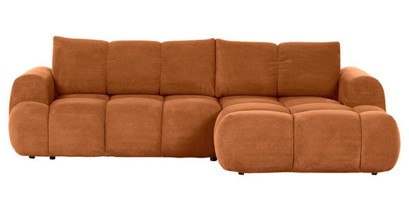 ECKSOFA in Flachgewebe Rostfarben - Rostfarben/Schwarz, KONVENTIONELL, Kunststoff/Textil (274/174cm) - Carryhome