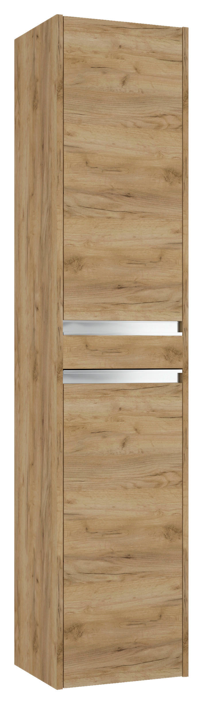 HOCHSCHRANK 35/160/30 cm  - Chromfarben/Eichefarben, MODERN, Holzwerkstoff/Metall (35/160/30cm) - MID.YOU