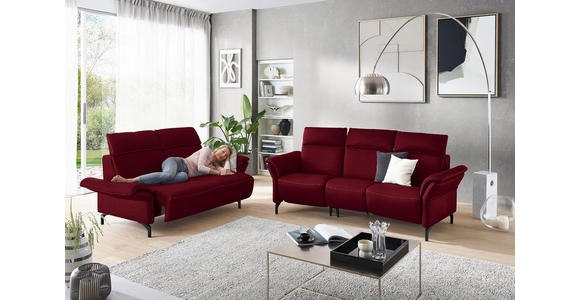 2-SITZER-SOFA in Mikrofaser Rot  - Rot/Schwarz, KONVENTIONELL, Textil/Metall (178/103/95cm) - Dieter Knoll