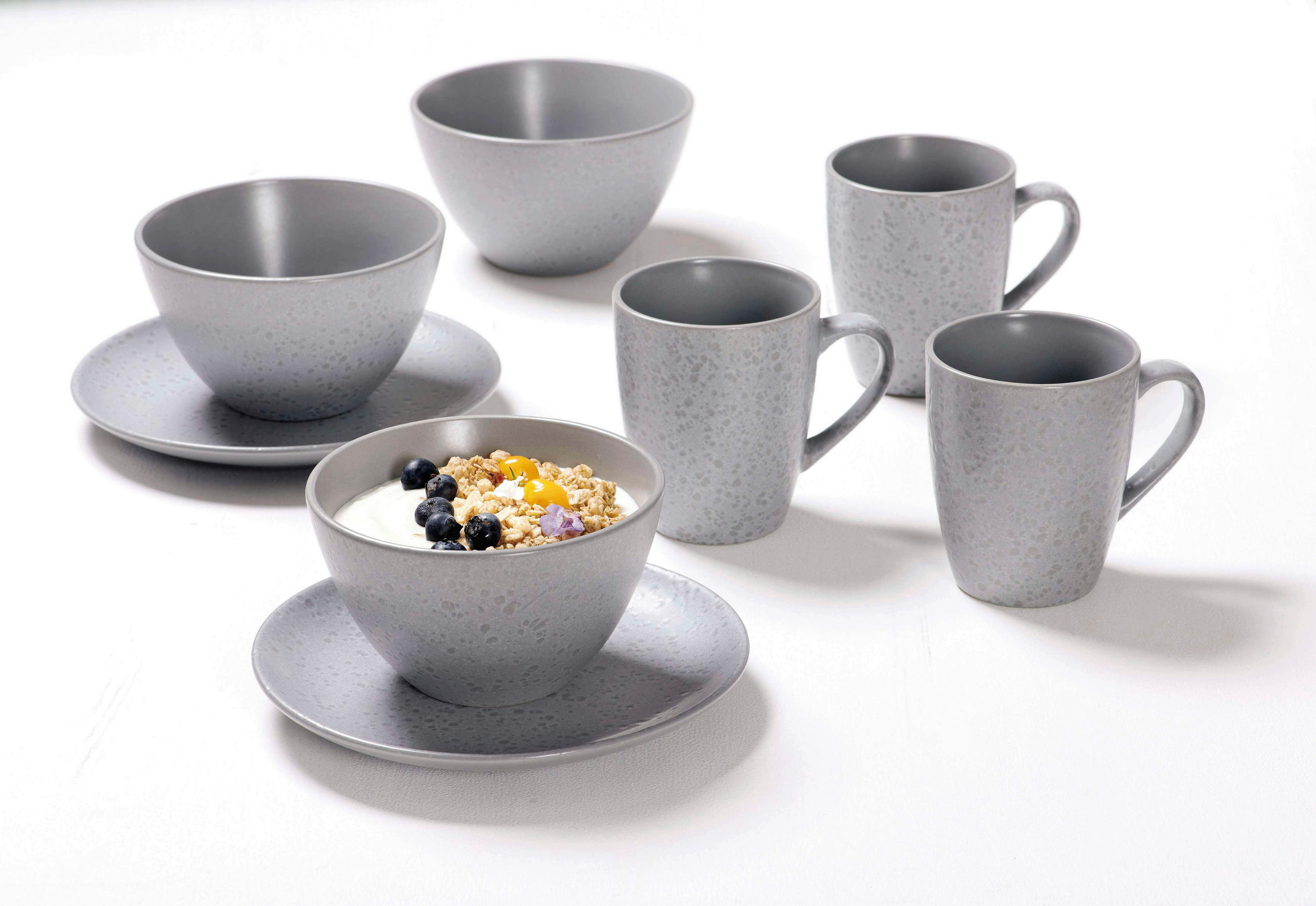 FRÜHSTÜCKSSERVICE Grau KITWE  - Grau, Trend, Keramik (26/24/24cm) - Ritzenhoff Breker