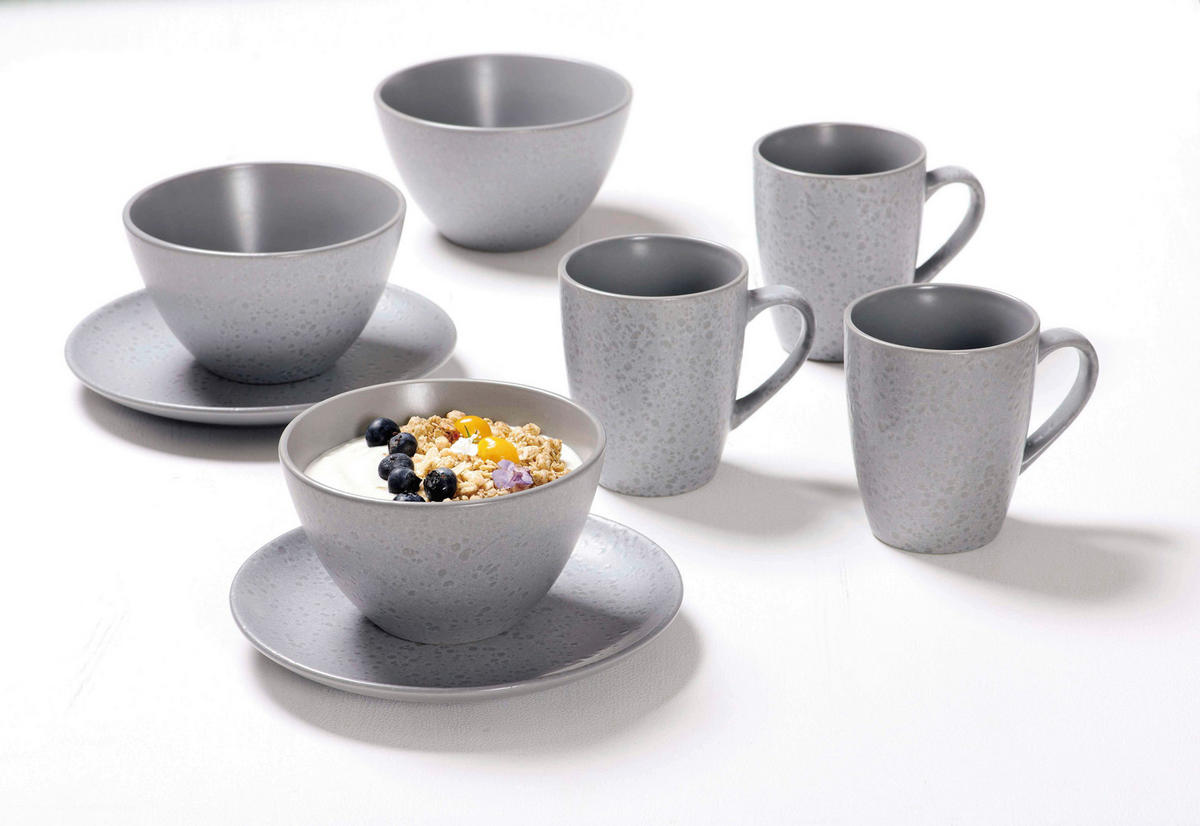 FRÜHSTÜCKSSERVICE Grau KITWE  - Grau, Trend, Keramik (26/24/24cm) - Ritzenhoff Breker