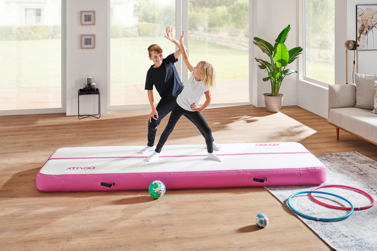GYMNASTIKMATTE aufblasbar  - Rosa/Weiß, KONVENTIONELL, Kunststoff (300/100/20cm) - Atrigo