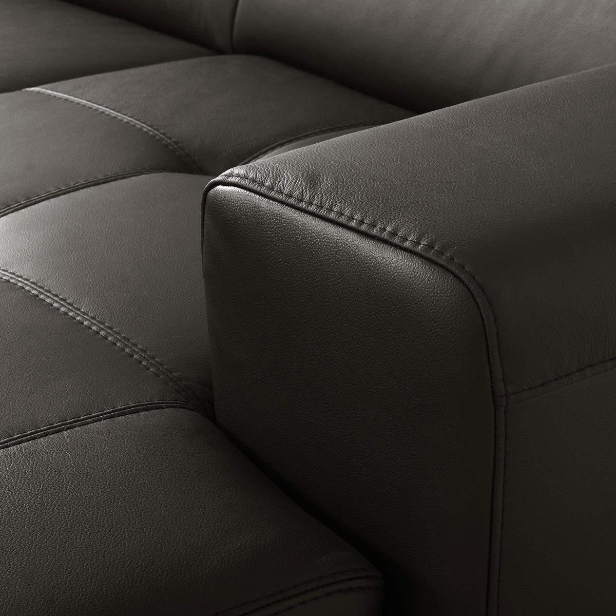 ECKSOFA  in Lederlook Echtleder Dunkelbraun  - Dunkelbraun/Schwarz, Design, Leder/Textil (247/173cm) - Livetastic