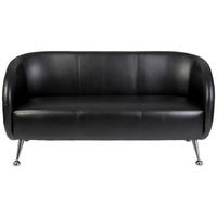 3-SITZER-SOFA Lederlook Schwarz  - Chromfarben/Schwarz, MODERN, Textil/Metall (168/85/58cm) - MID.YOU