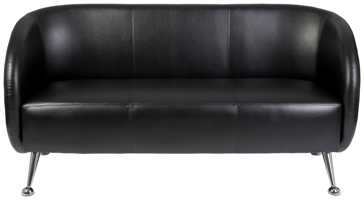 3-SITZER-SOFA Lederlook Schwarz  - Chromfarben/Schwarz, MODERN, Textil/Metall (168/85/58cm) - MID.YOU