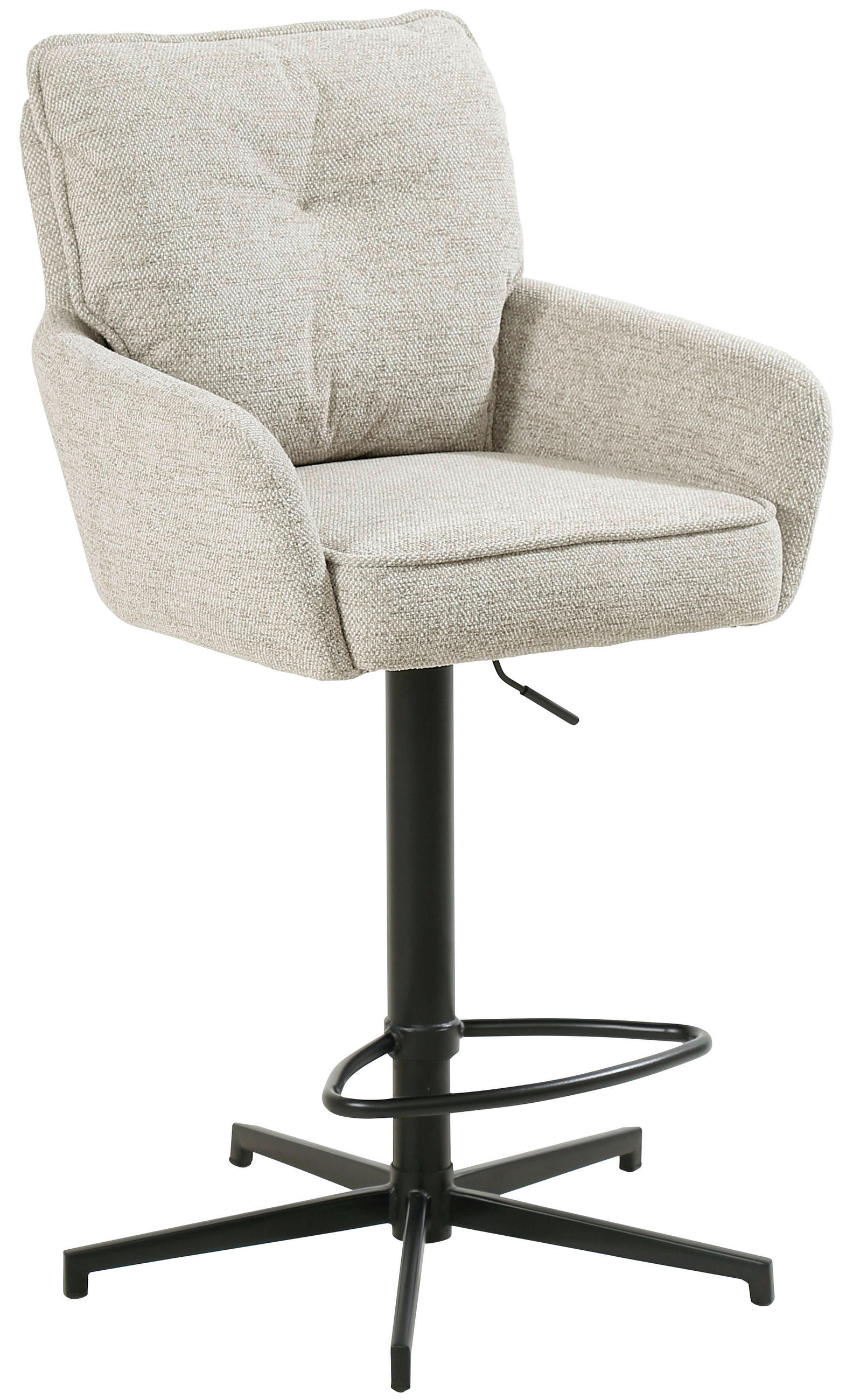 BARHOCKER Leinenoptik Schwarz, Beige Eisen Sitzfläche 360° drehbar, Stoffauswahl  - Taupe/Beige, Design, Textil/Metall (58/103-123/61cm) - Novel
