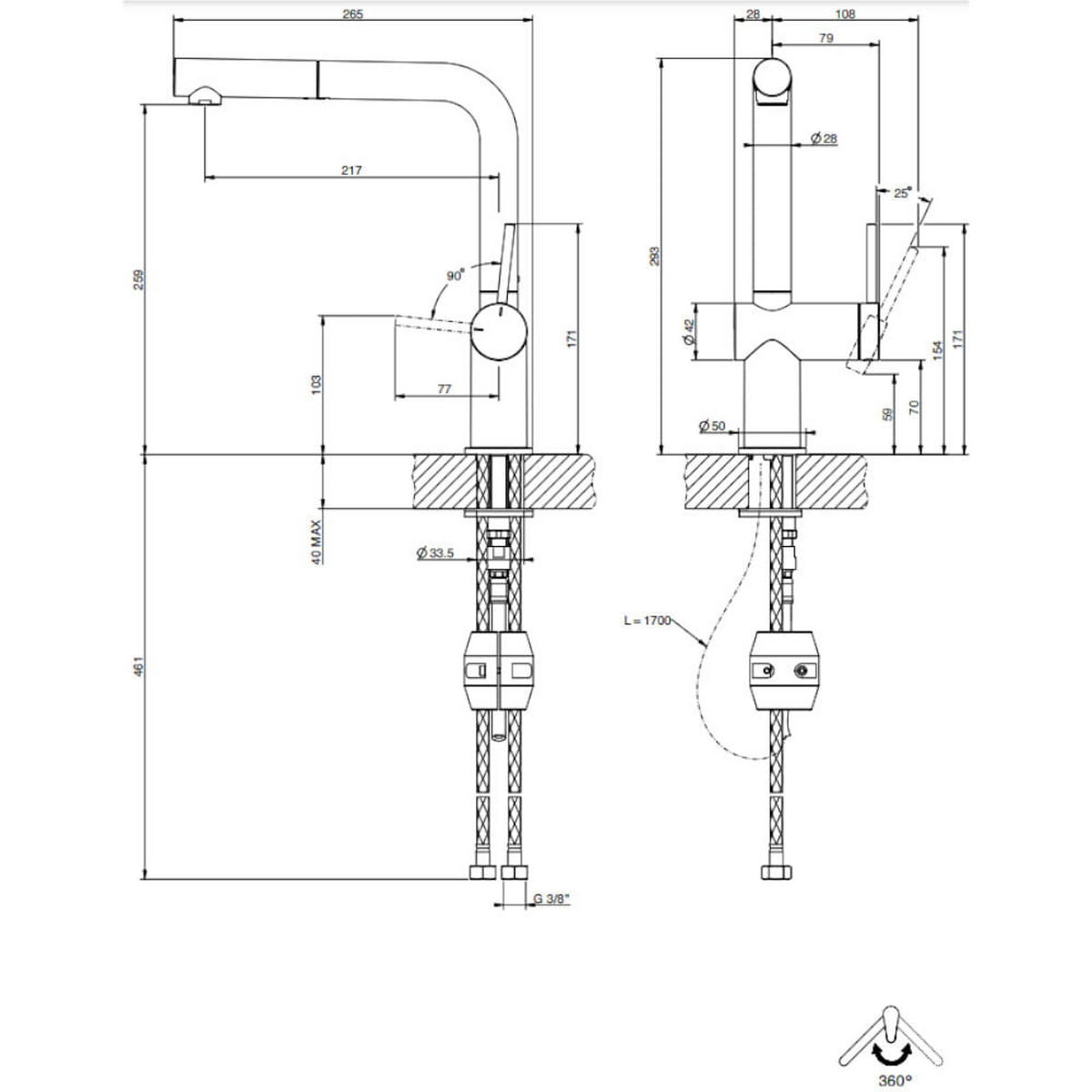 KÜCHENARMATUR - Goldfarben, Basics, Metall (28/30,3/13,2cm) - HKT