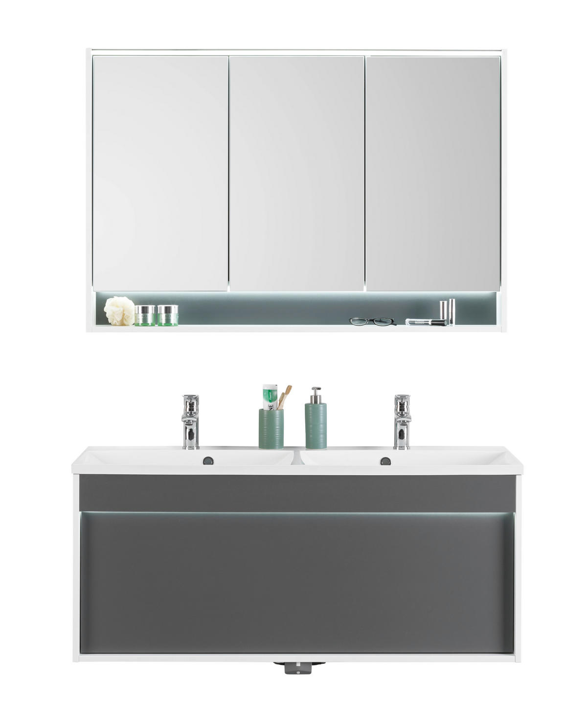 BADEZIMMER  in 120 cm  - Anthrazit/Weiß, KONVENTIONELL, Glas/Holzwerkstoff (120cm) - Voleo