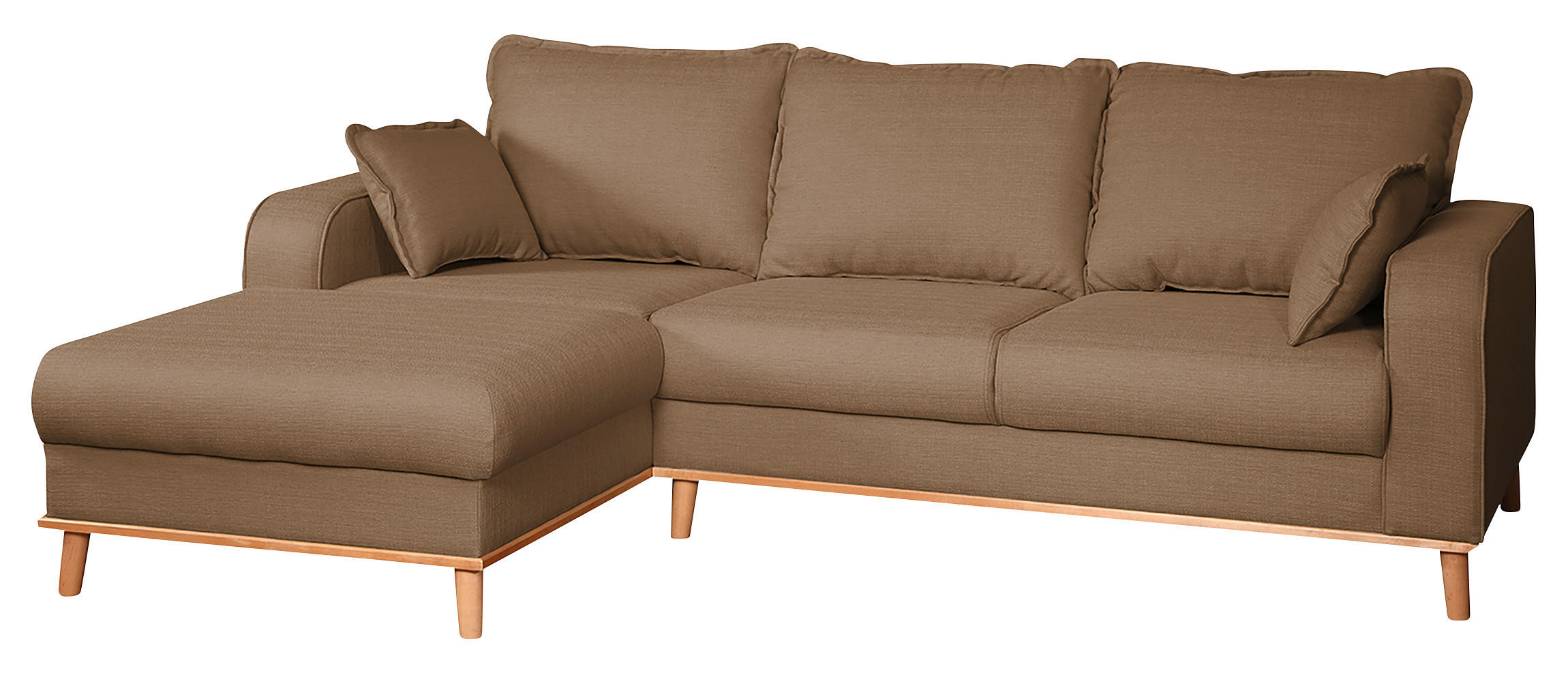 ECKSOFA Beata Hellbraun Mikrofaser  - Wengefarben/Hellbraun, Design, Holz/Textil (150/230cm) - Livetastic