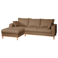 ECKSOFA Beata Hellbraun Mikrofaser  - Wengefarben/Hellbraun, Design, Holz/Textil (150/230cm) - Livetastic
