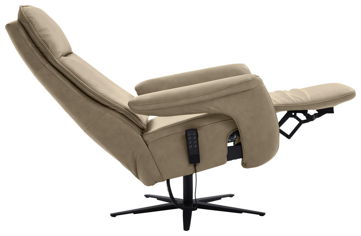 RELAXSESSEL in Leder Hellbraun  - Hellbraun/Schwarz, Design, Leder/Metall (83/123/87cm) - Valdera