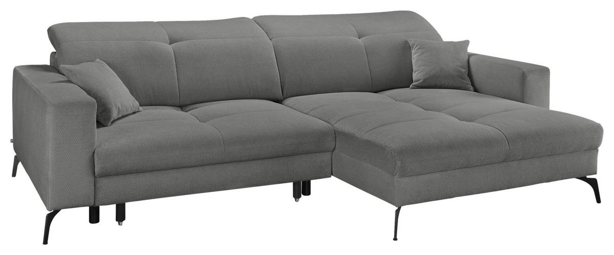 ECKSOFA Dunkelgrau Webstoff  - Dunkelgrau/Schwarz, KONVENTIONELL, Textil/Metall (285/180cm) - SetOne by Musterring