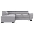 ECKSOFA  in Flachgewebe Grau  - Schwarz/Grau, KONVENTIONELL, Kunststoff/Textil (220/266cm) - Carryhome