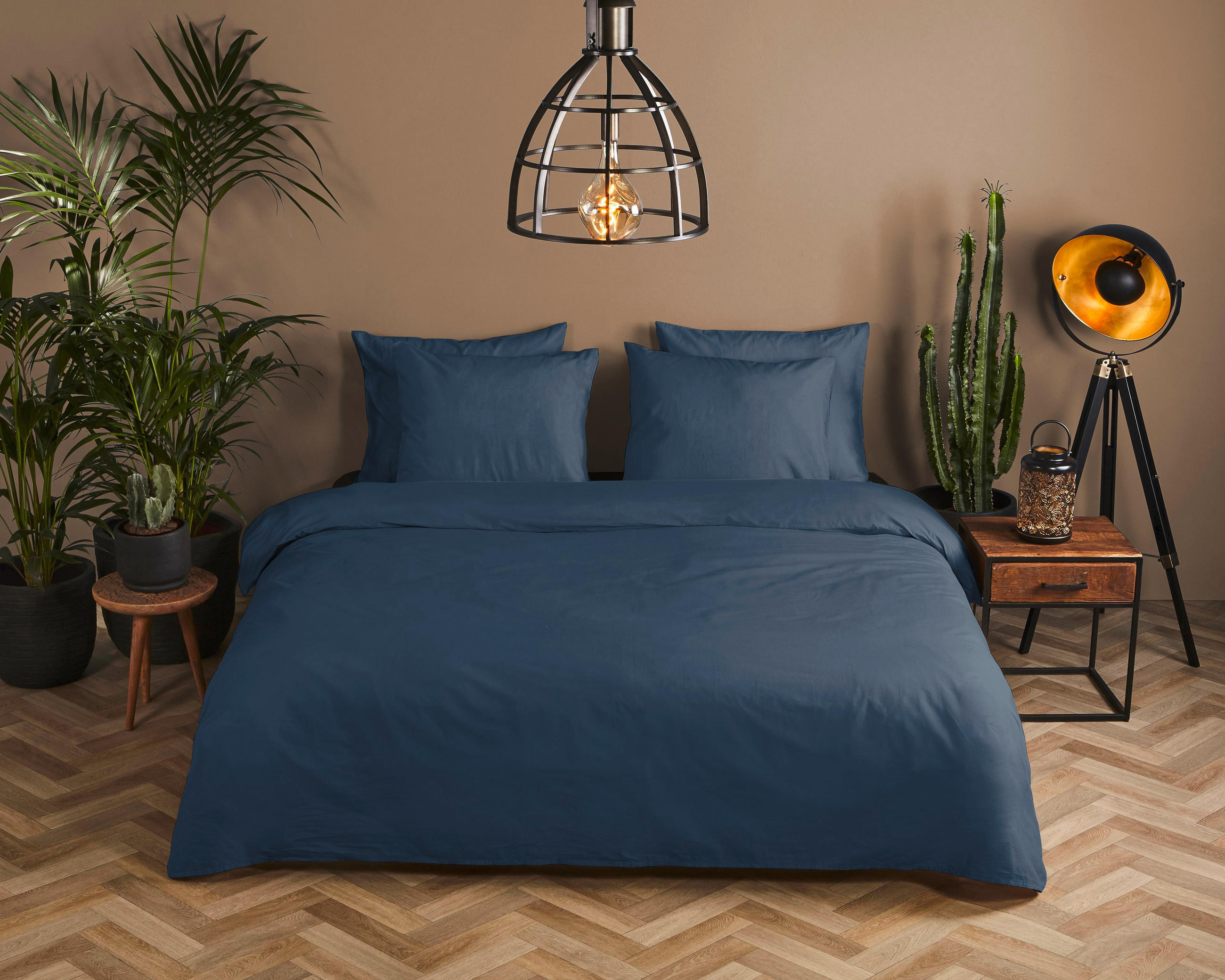 BETTWÄSCHE Uni Dark Blue Satin 135/200 cm  - Dunkelblau, Basics, Textil (135/200cm)