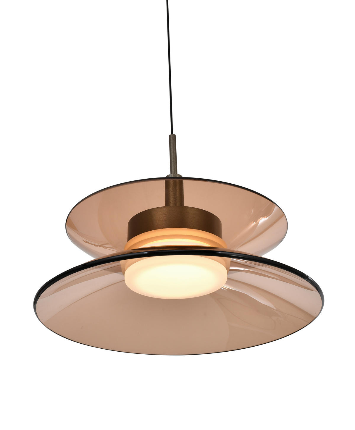 LED-HÄNGELEUCHTE Crema 96/150/22 cm  - Bronzefarben, Design, Glas/Metall (96/150/22cm)