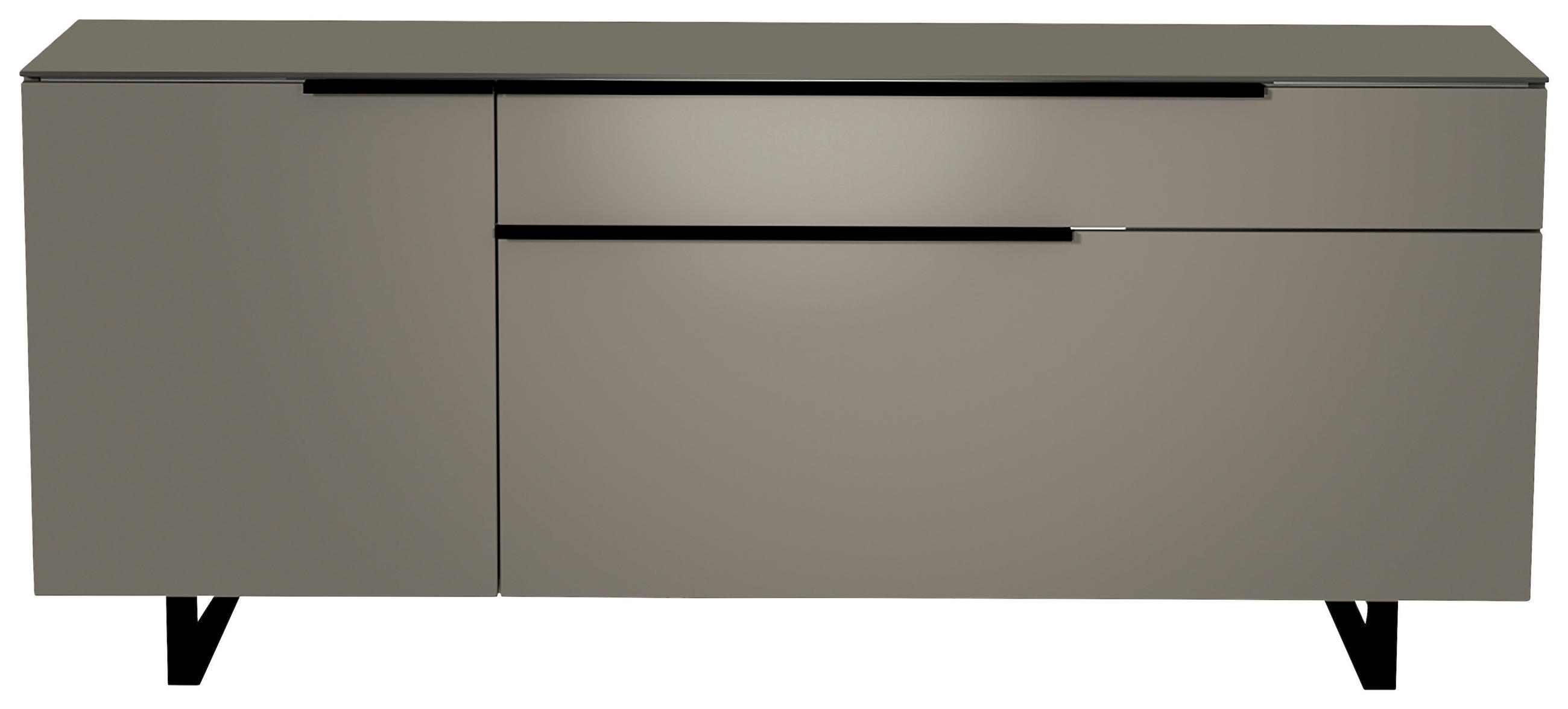 LOWBOARD Grau, Schwarz  160/66/45 cm  - Schwarz/Grau, Design, Glas/Holzwerkstoff (160/66/45cm) - Moderano