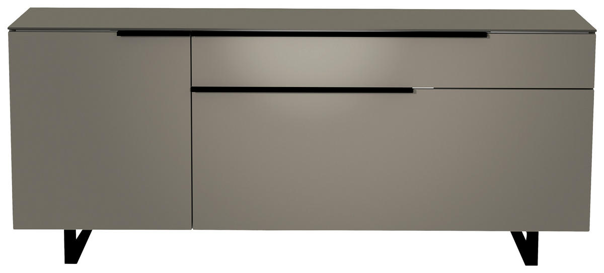 LOWBOARD Grau, Schwarz  160/66/45 cm  - Schwarz/Grau, Design, Glas/Holzwerkstoff (160/66/45cm) - Moderano