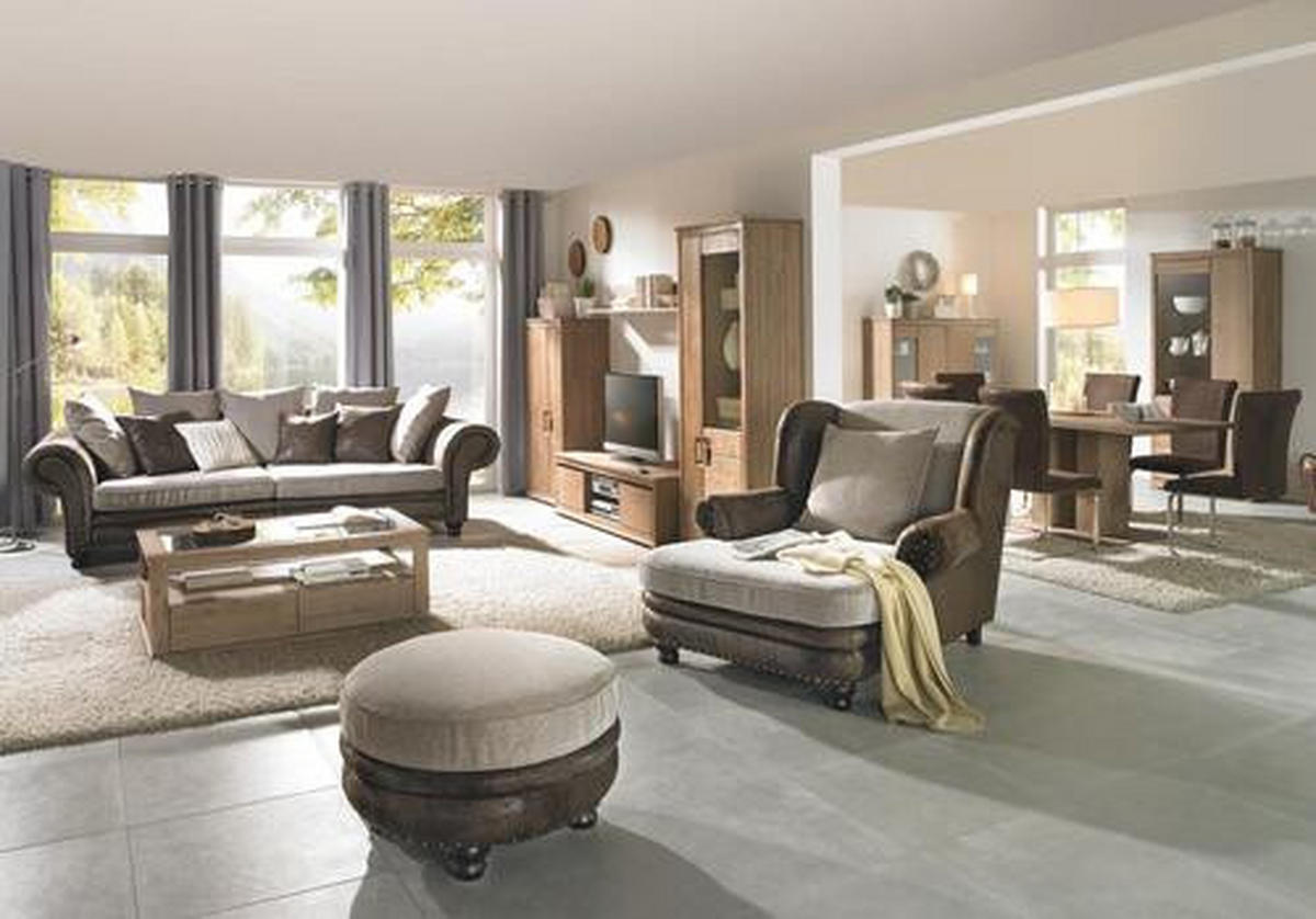 MEGA SOFA braon, bež  - braon/bež, Romantično / Seoski, tekstil/drvo (276/81/140cm) - Landscape