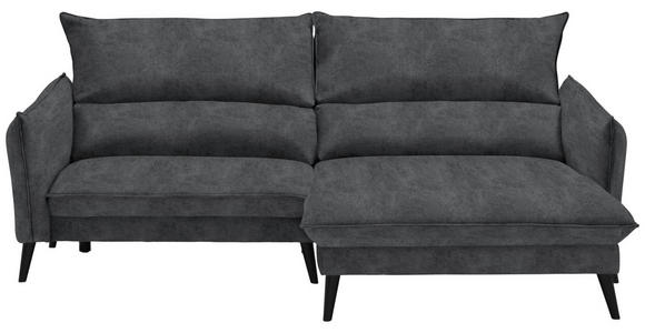 ECKSOFA in Velours Anthrazit  238/170 cm  - Anthrazit/Schwarz, Design, Holz/Textil (238/170cm) - Carryhome