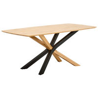ESSTISCH 180/90/75 cm Echtholz  Holz rechteckig Schwarz, Eichefarben  - Eichefarben/Schwarz, Natur, Holz (180/90/75cm) - Linea Natura