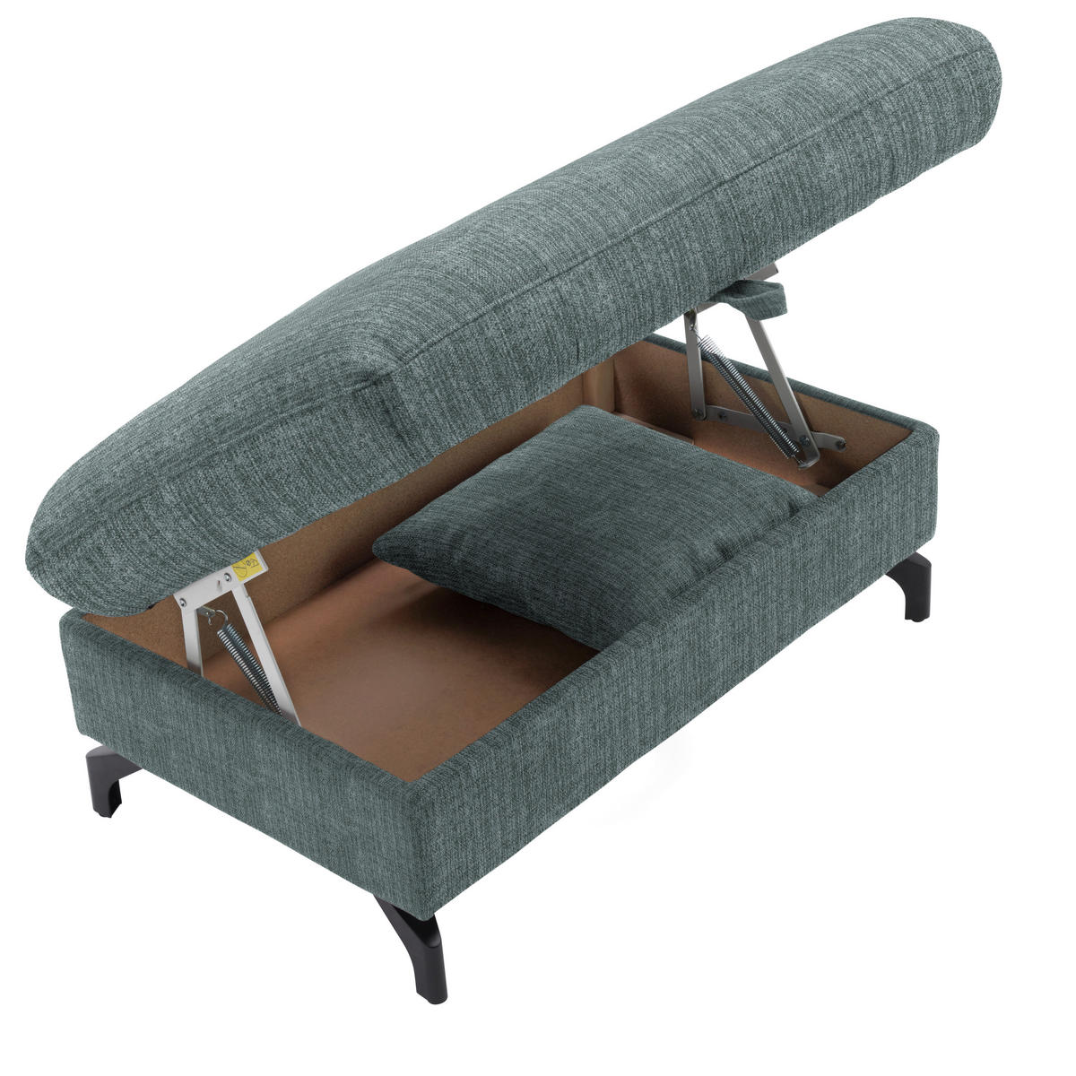 ECKSOFA in Flachgewebe, Leinenoptik Blau  247/208 cm  - Blau/Schwarz, MODERN, Textil/Metall (247/208cm) - Xora
