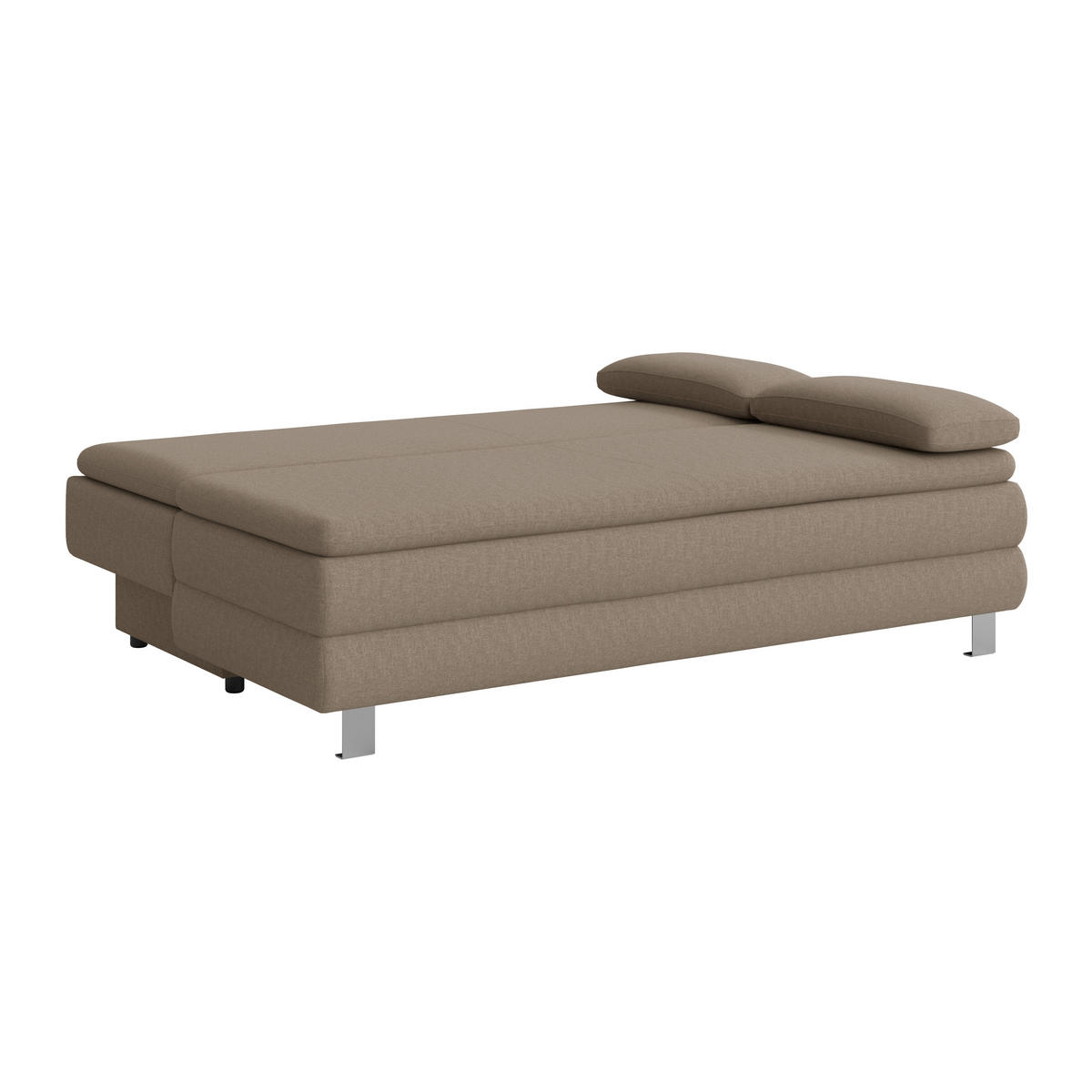 BOXSPRINGSOFA in Flachgewebe Taupe  - Taupe/Silberfarben, Design, Textil/Metall (202/96/105cm) - MID.YOU